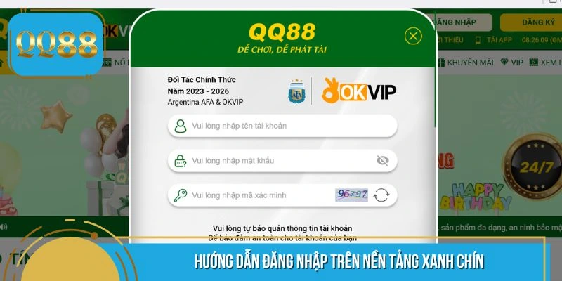 Hướng dẫn đăng nhập trên nền tảng xanh chín